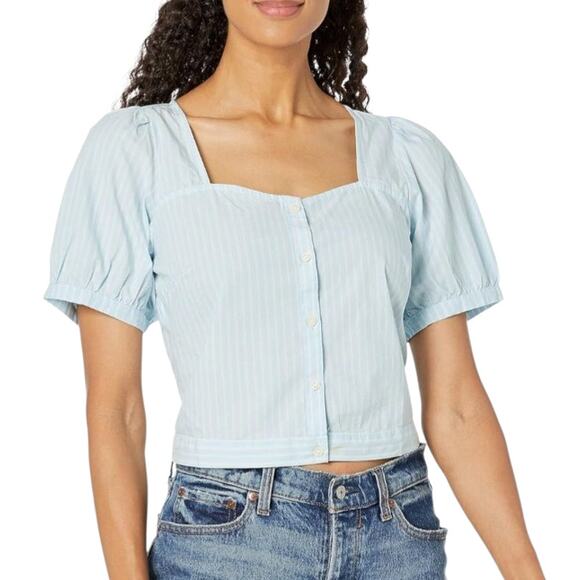 Levi's The Everyday Blouse Standard Fit Stripe Short Sleeve Women's Medium NWT - Picture 1 of 11
